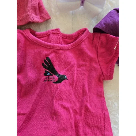 American Girl Clothes Pleasant Co Mixed Lot Pink Hoodie T Shirts Skirt Hair Bow - Picture 3 of 13